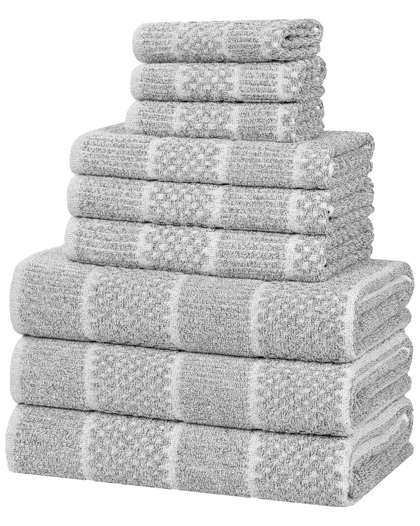 Superior Naples Medium Weight Checkered & Ribbed 9pc Towel Set