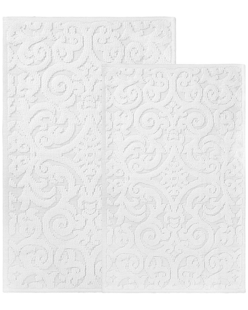 Superior Set Of 2 Medium Venere Floral Scroll Washable Bath Rugs