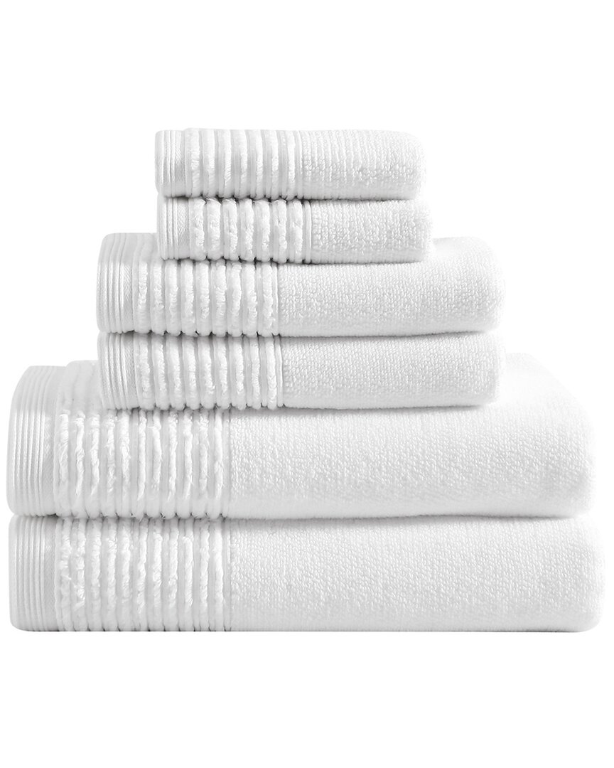 Vera Wang Sculpted Pleat Solid Terry 6pc Towel Set In White