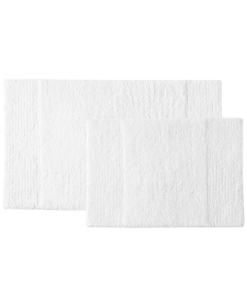 Vera Wang Sculpted Pleat Solid Tufted Bath Rug Set In White