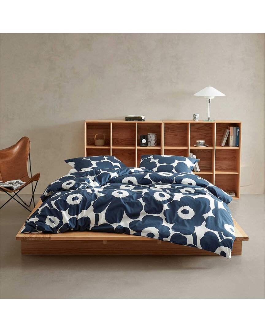 Marimekko Tiiliskivi Cotton Percale Duvet Cover Set With $15 Credit In Blue