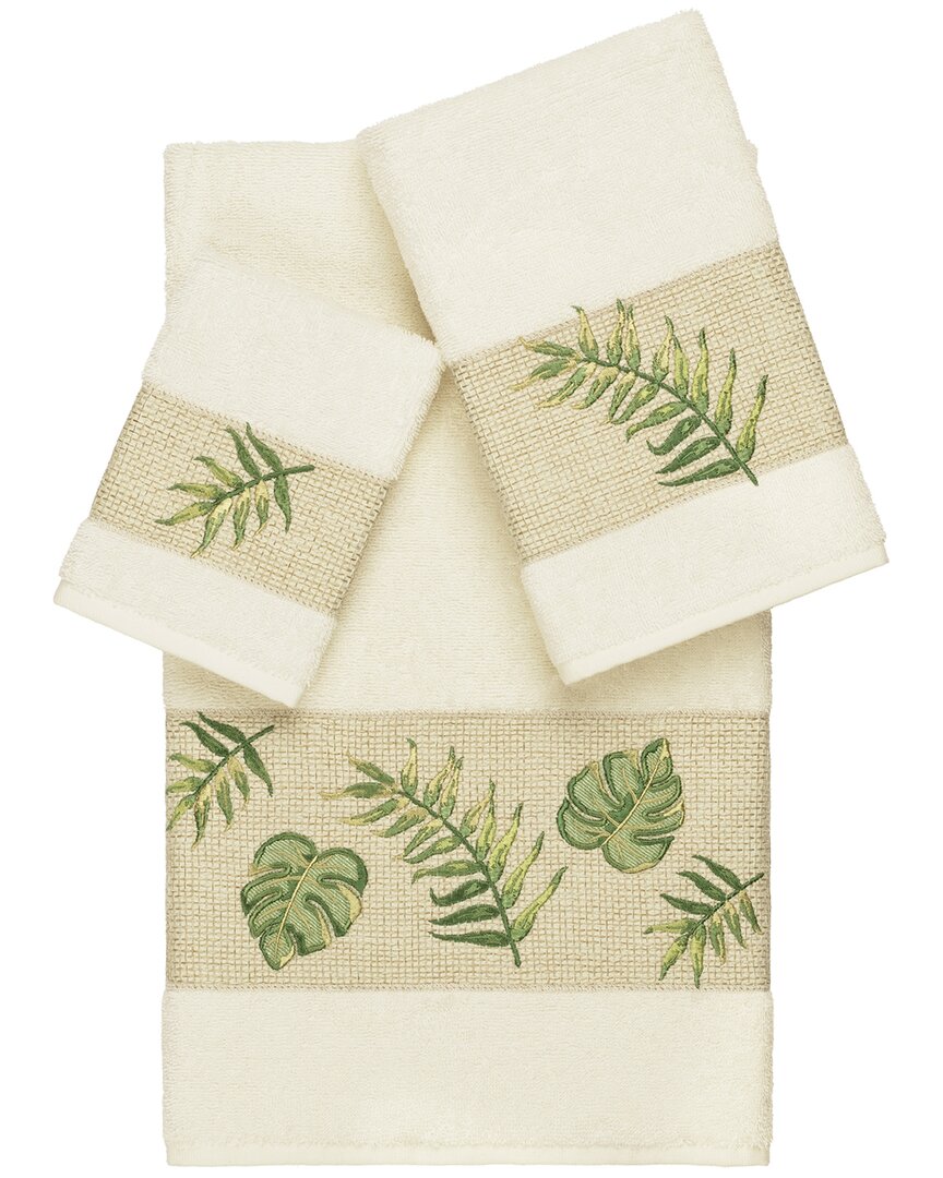 Linum Home Textiles Zoe Turkish Cotton 3pc Embellished Towel Set