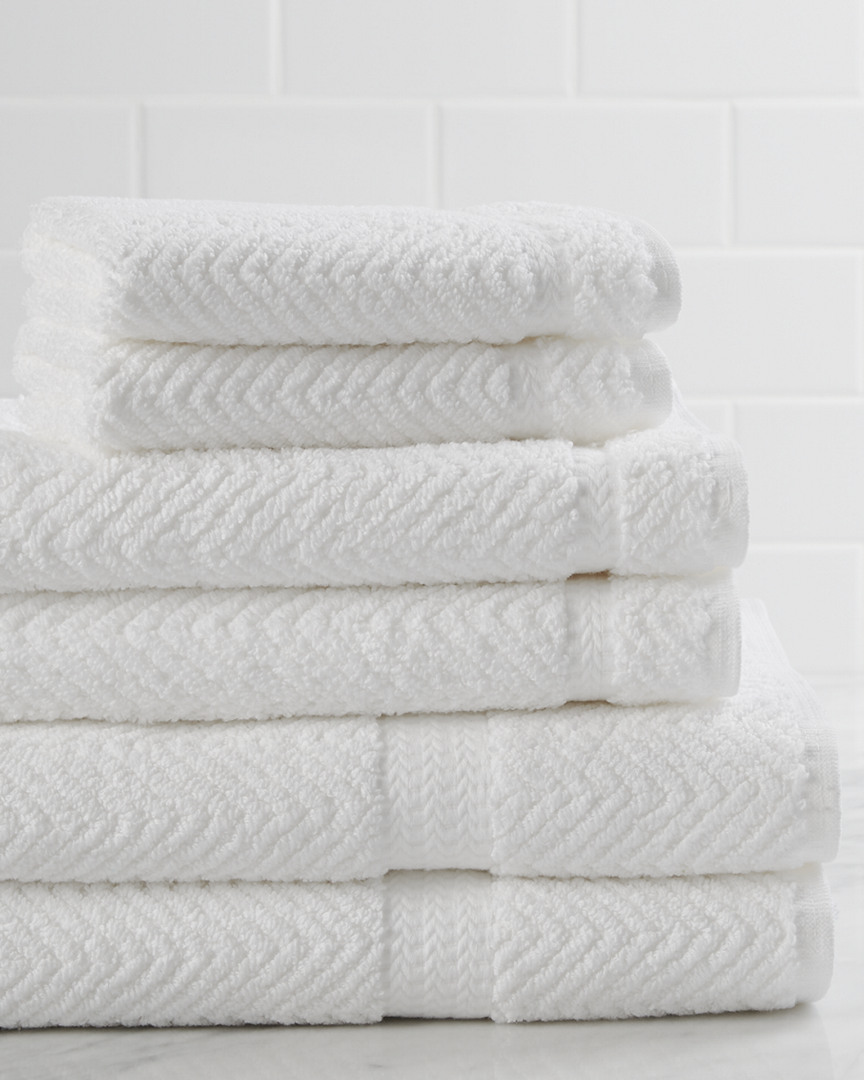 Linum Home Textiles Herringbone Weave 6pc Turkish Cotton Towel Set In Beige