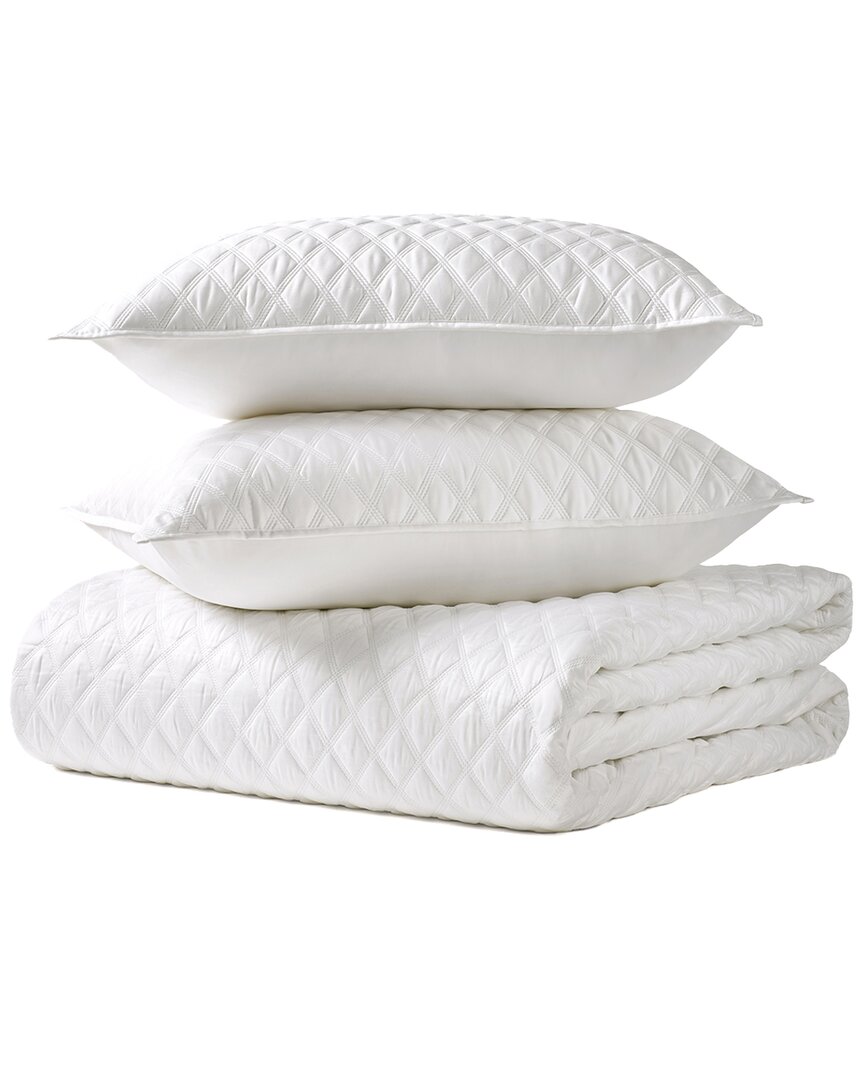 J Queen New York Premier Sateen Quilt Set - White