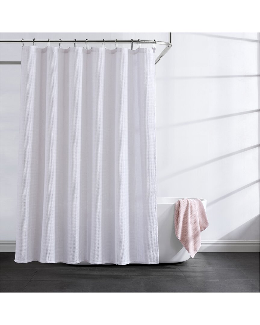 Kenneth Cole Waffle Shower Curtain In White