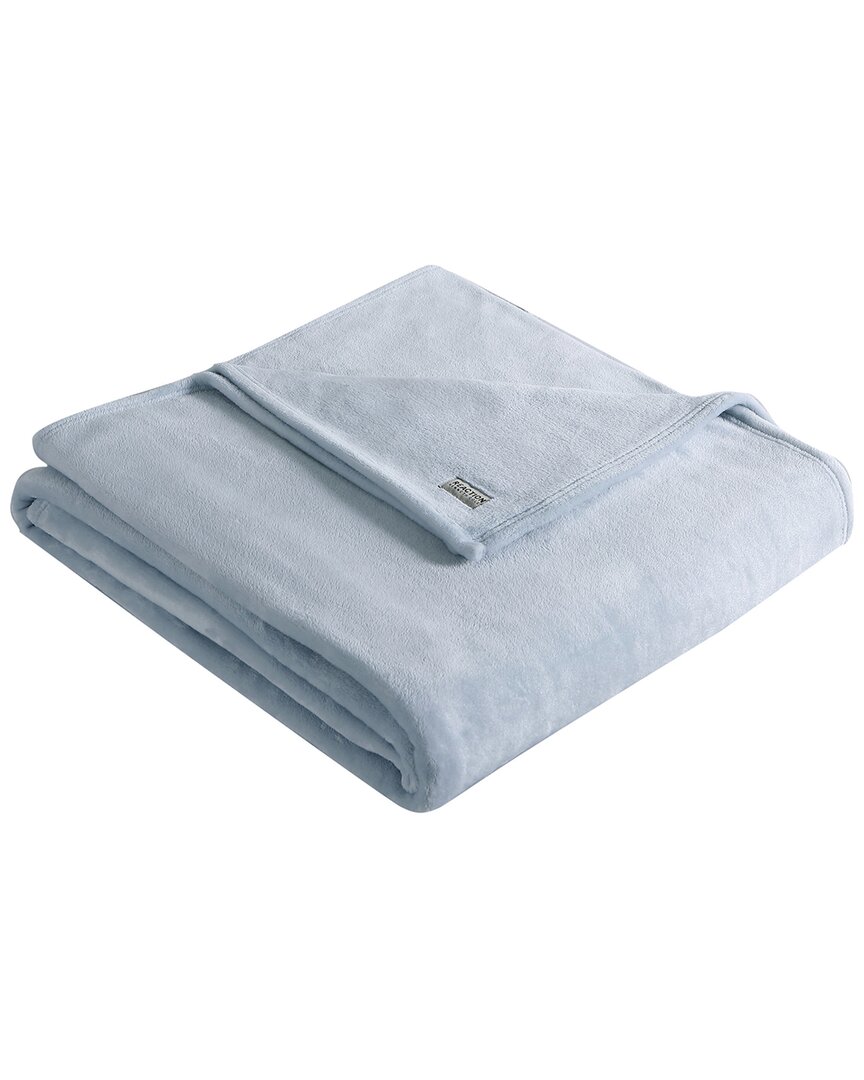 Shop Kenneth Cole Solid Ultra Soft Plush Fleece Blanket In Blue
