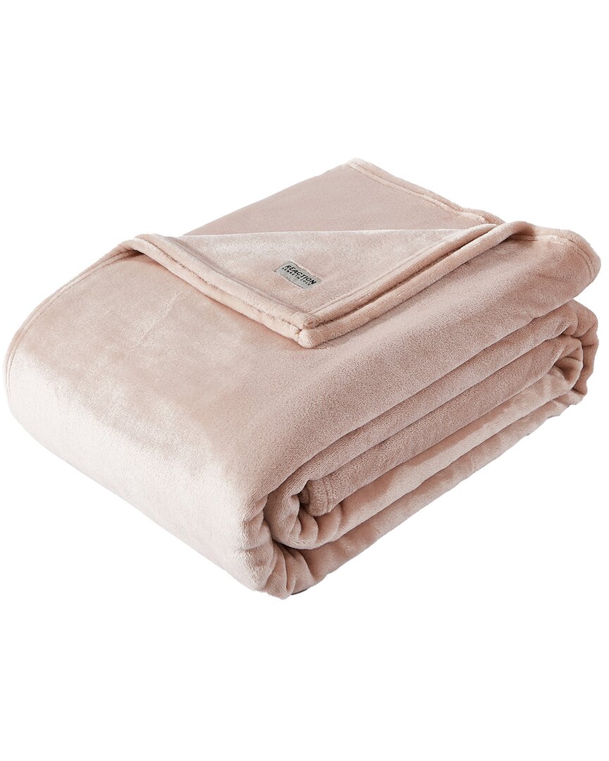 Kenneth Cole Solid Ultra Soft Plush Fleece Blanket In Rose