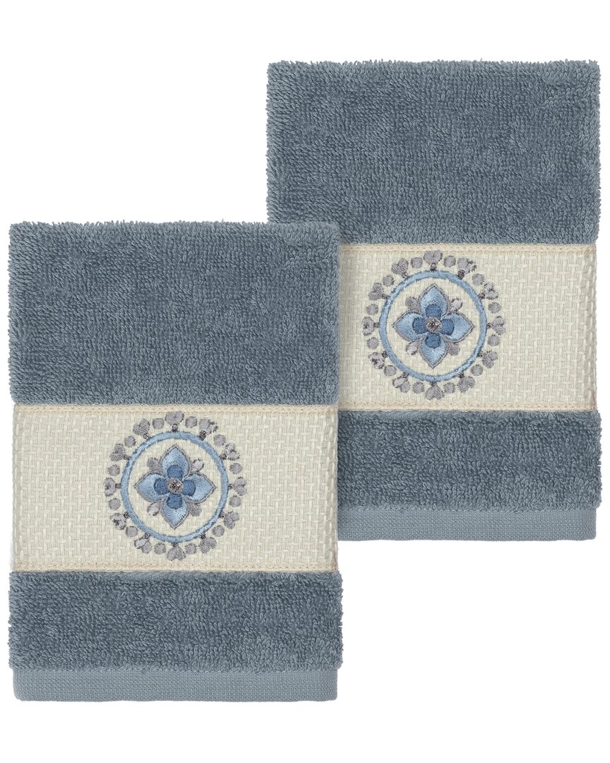 LINUM HOME TEXTILES LINUM HOME TEXTILES ISABELLE TURKISH COTTON 2PC EMBELLISHED WASHCLOTH SET