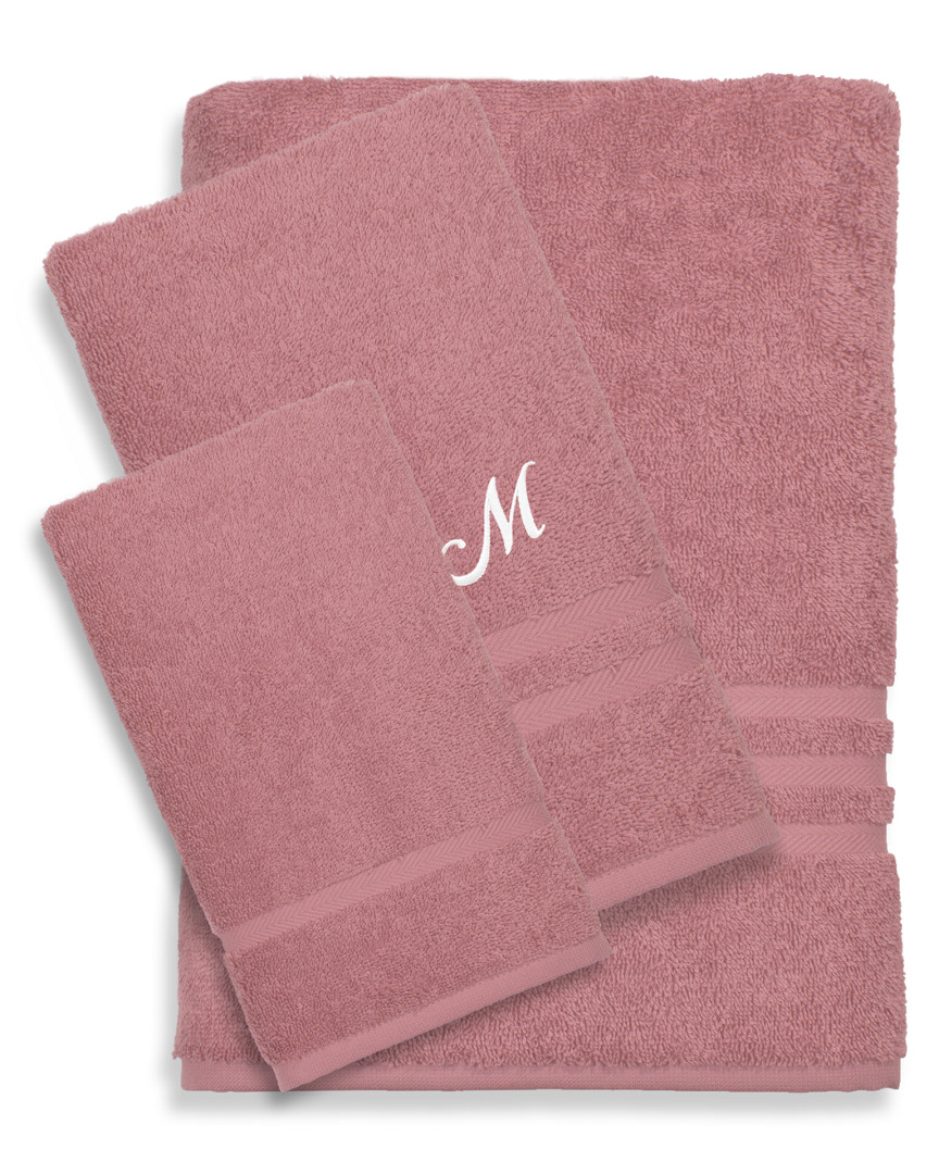 Linum Hometextiles Linum Home Textiles Denzi Monogrammed Towel Set In Pink