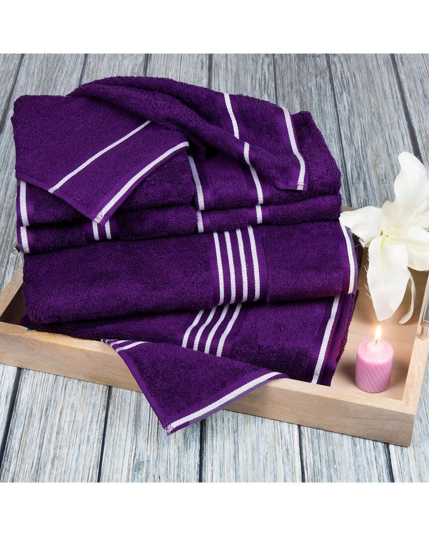 Lavish Home 8pc Cotton Towel Set In Purple