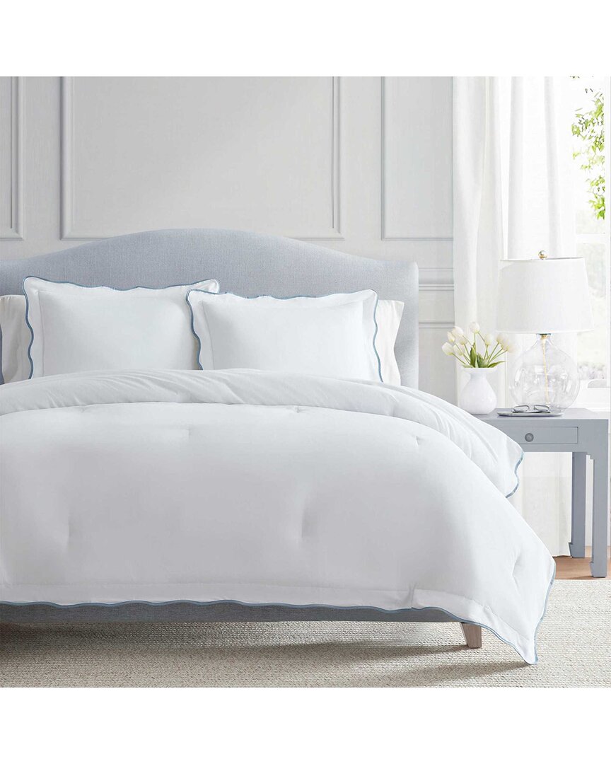 Martha Stewart Simple Scallop 100% Cotton Percale Comforter Set -