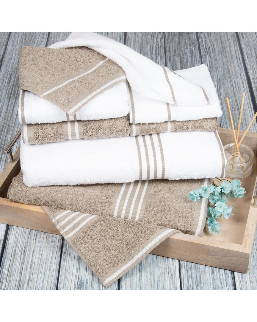 Lavish Home 8pc Cotton Towel Set In Taupe