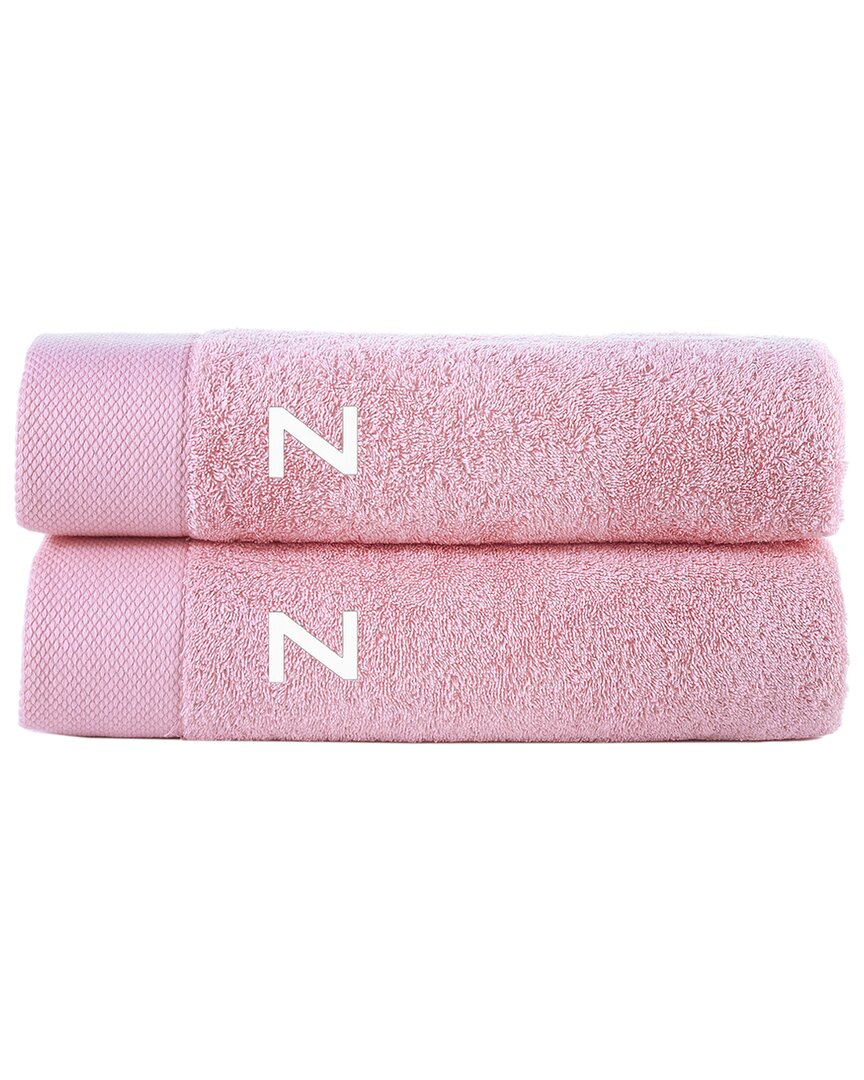 Brooks Brothers Set Of 2 Monogrammed Bath Towels In Pink