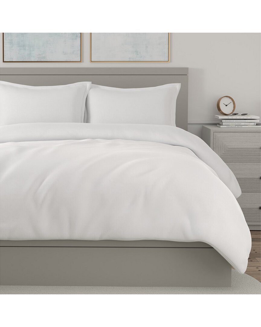 Portico Linen-blend Duvet Cover Set In White