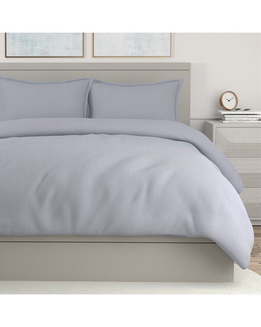 Portico Linen-blend Duvet Cover Set In Grey