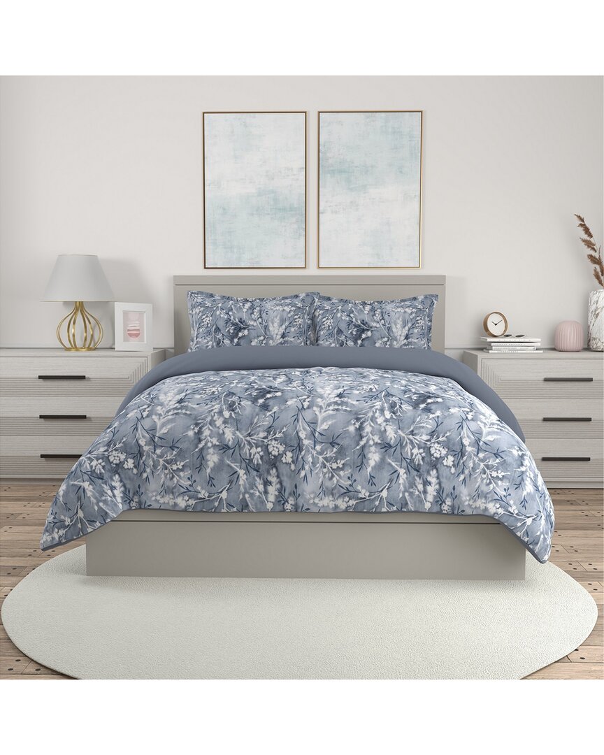 Portico Albany Floral 3 Piece Comforter Set In Blue