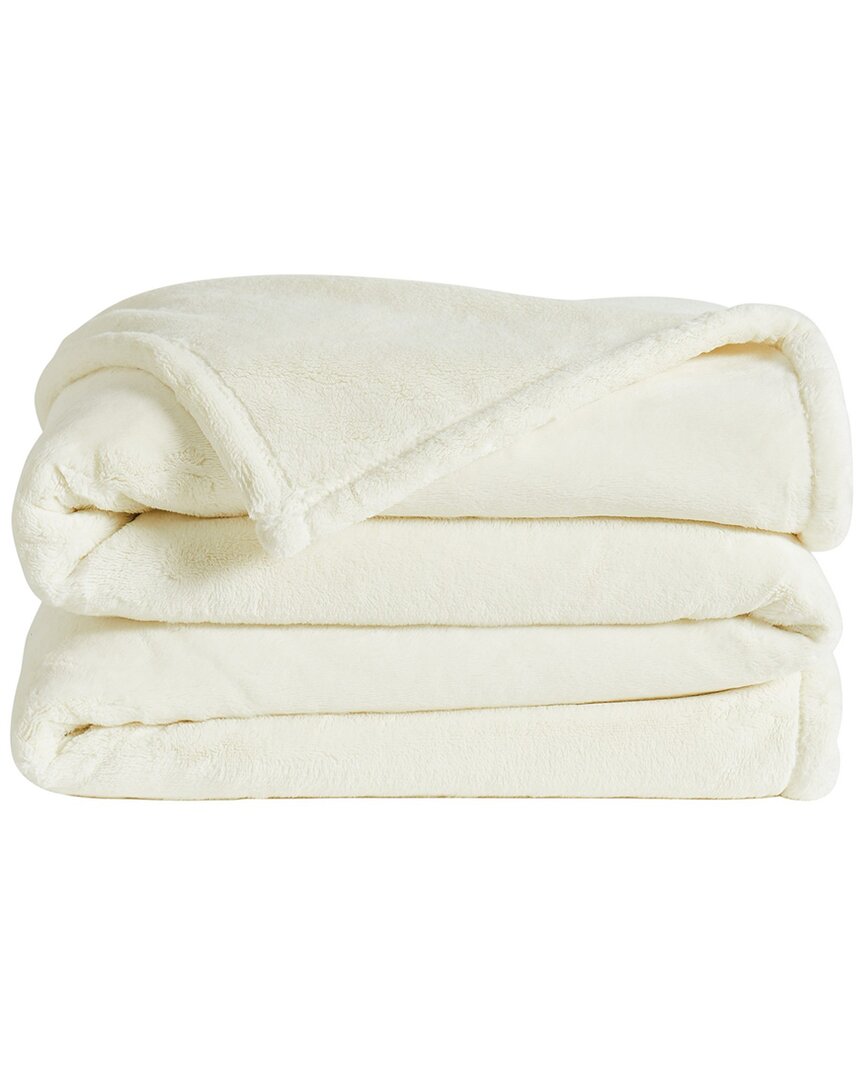Royal Velvet Lavish Plush Solid Blanket In White