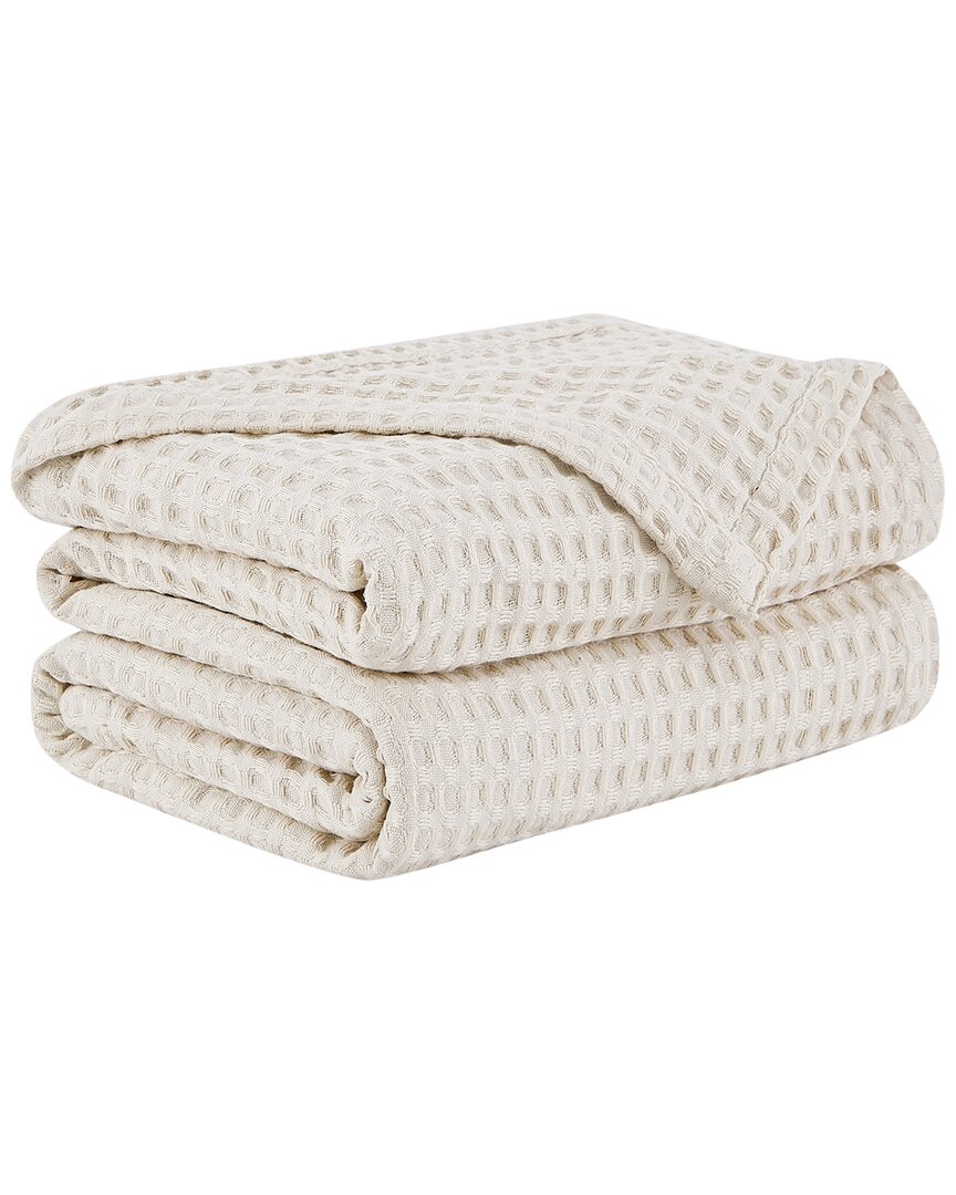 Southshore Fine Linens 100% Cotton Waffle Weave Blanket In Taupe