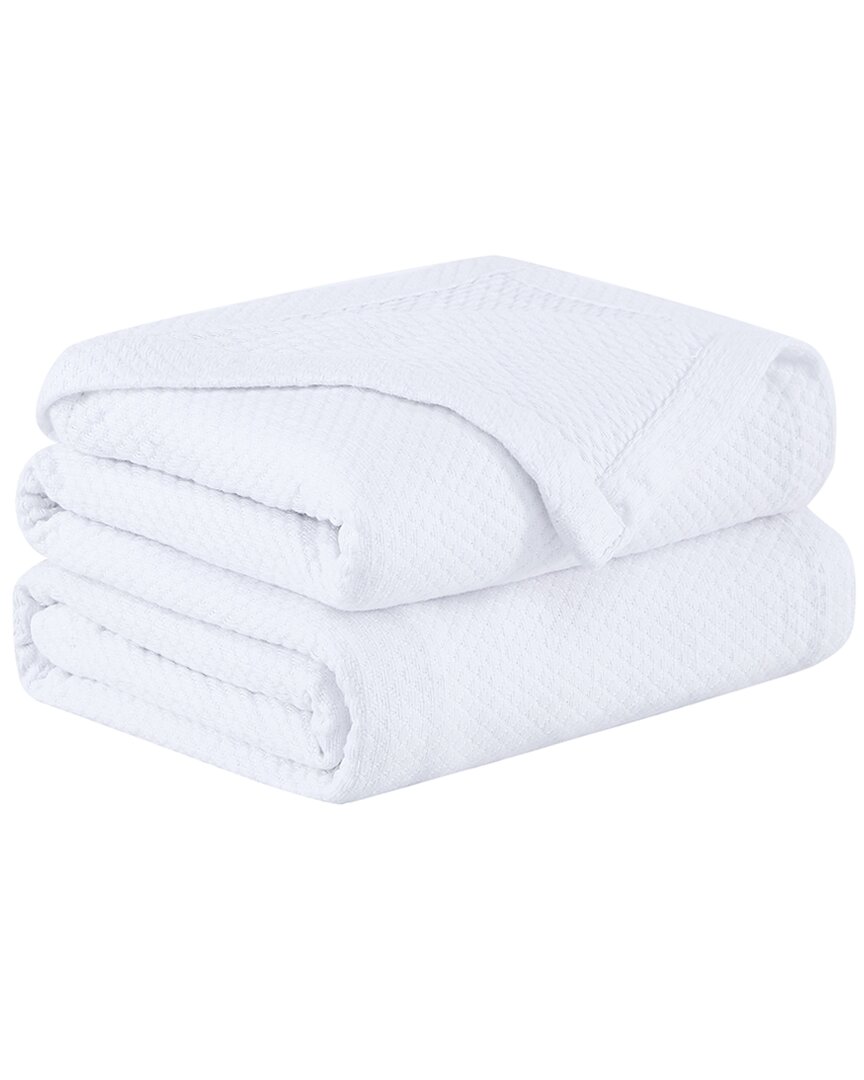 Southshore Fine Linens Milton 100% Cotton Blanket In White