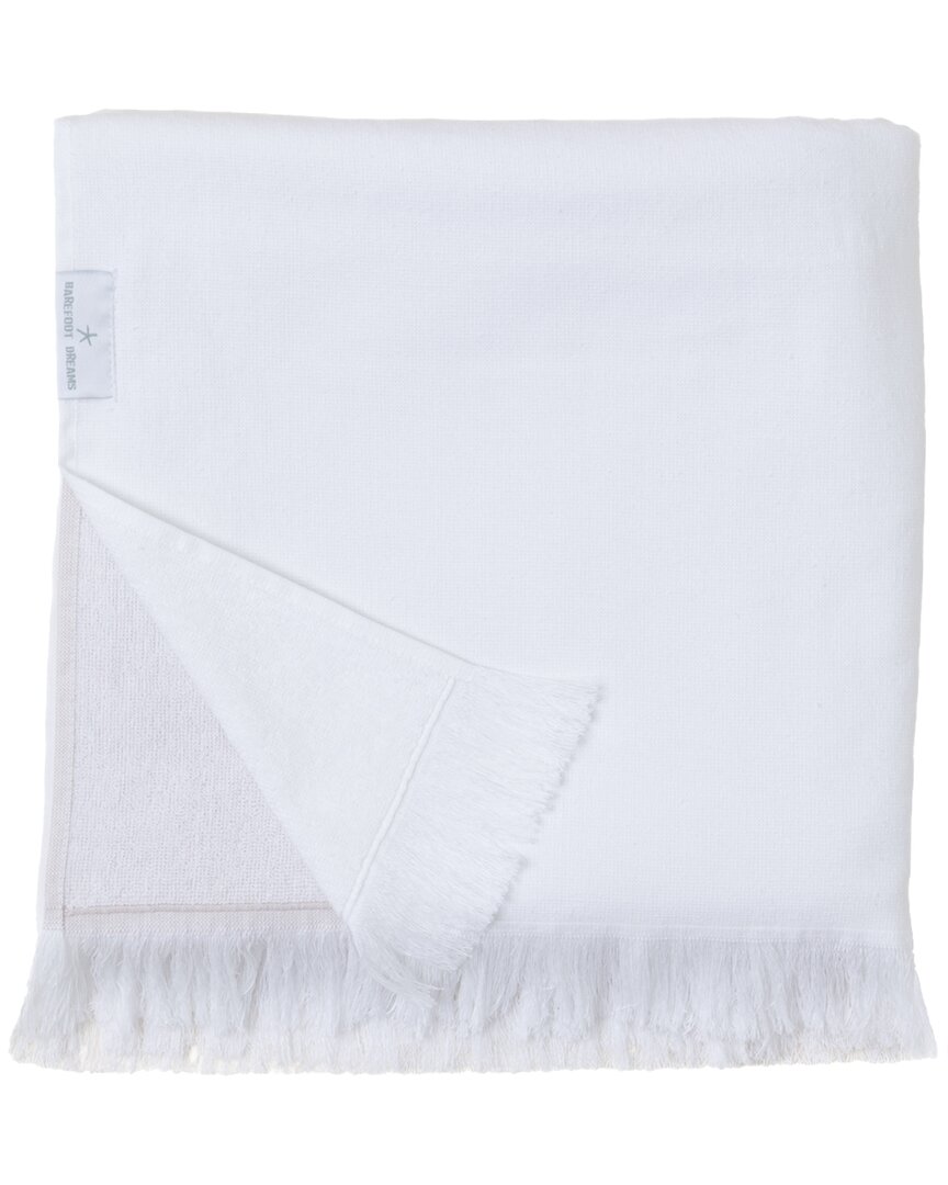 Barefoot Dreams Color Block Organic Cotton Oversized Towel In White