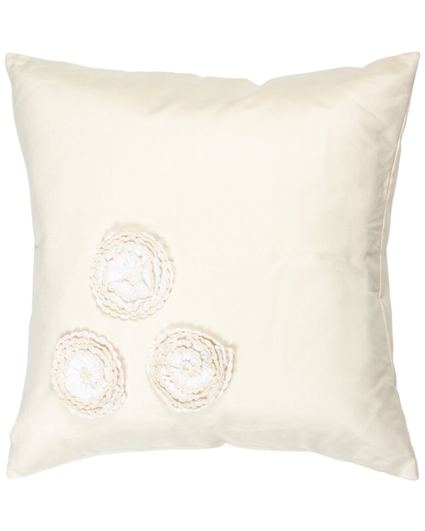 Ninetysix Set Of 2 Minerve Flowers Design Cream Throw Pillow