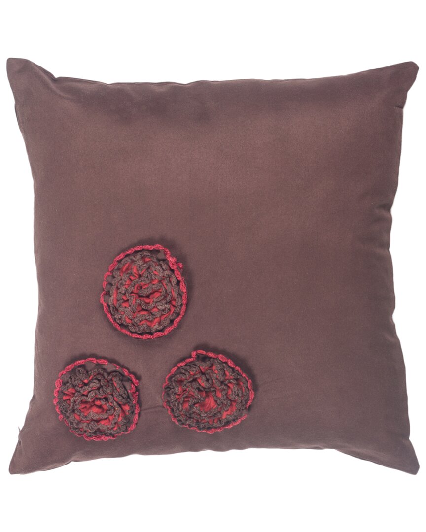 Ninetysix Set Of 2 Minerve Flowers Design Brown Throw Pillow