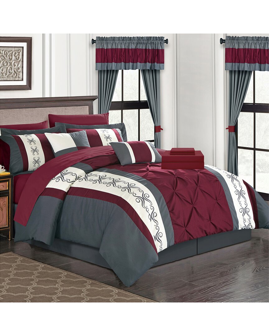 Chic Home Adara Bed In A Bag Comforter Set In Red