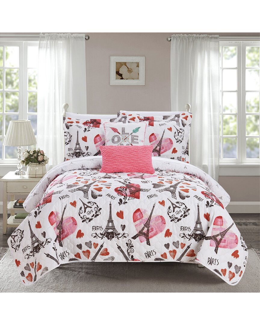 Chic Home Alphonse Reversible Quilt Set In Pink