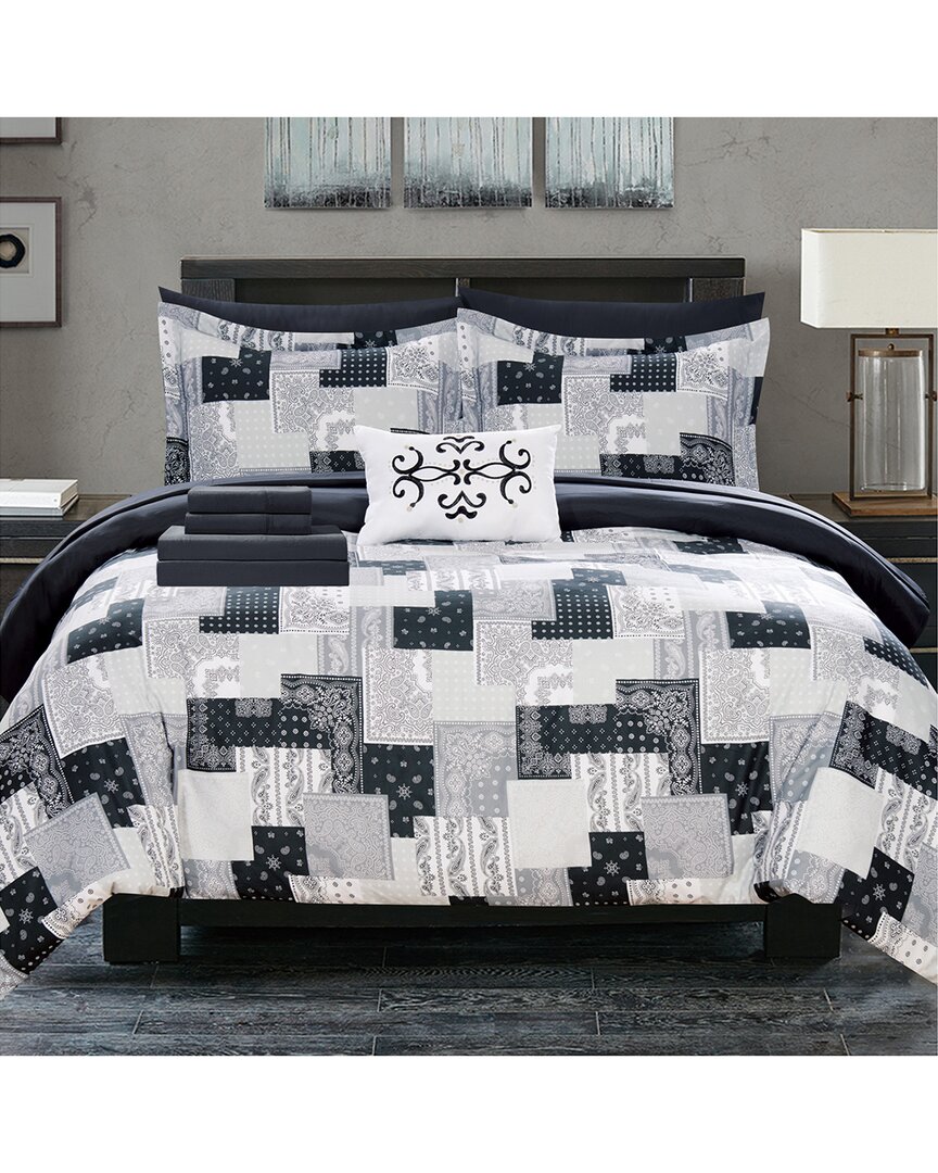 Chic Home Dei Reversible Bed In A Bag Comforter Set In Black
