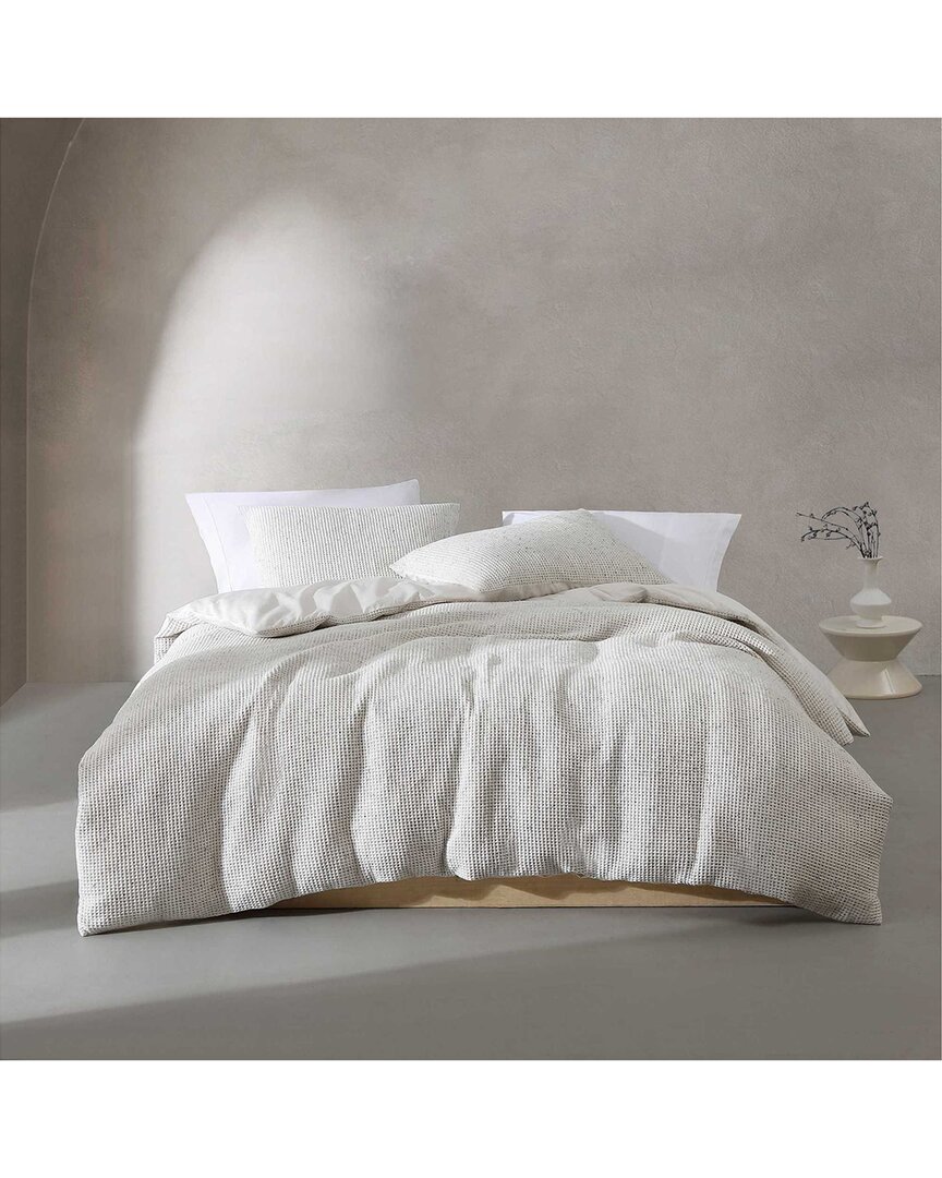 Calvin Klein Speckled Waffle Cotton Waffle Duvet Cover Set In Neutral