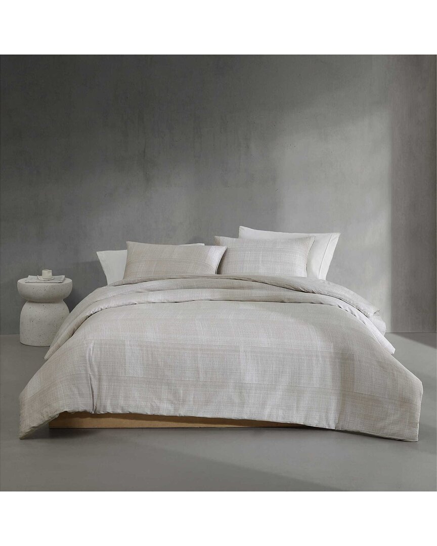 Shop Calvin Klein 220 Thread Count Textural Rib Cotton Sateen Duvet Cover Set