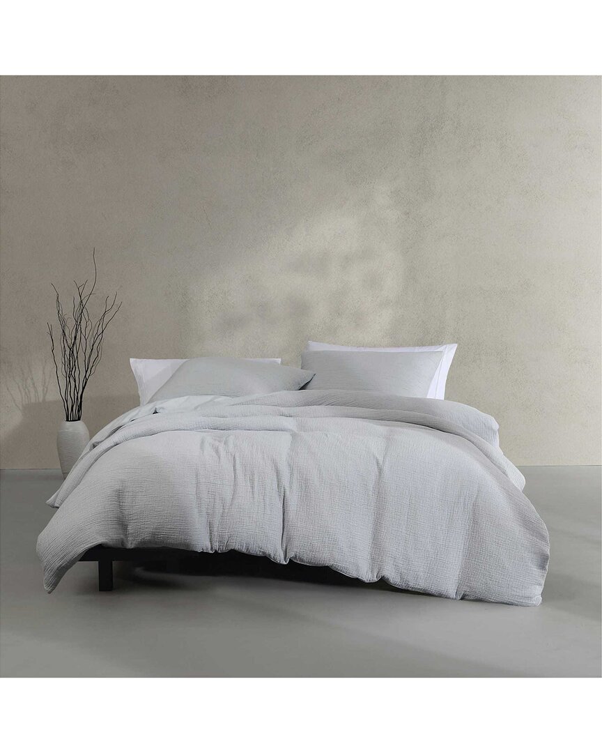 CALVIN KLEIN CALVIN KLEIN WASHED TEXTURE SOLID COTTON JACQUARD DUVET COVER SET