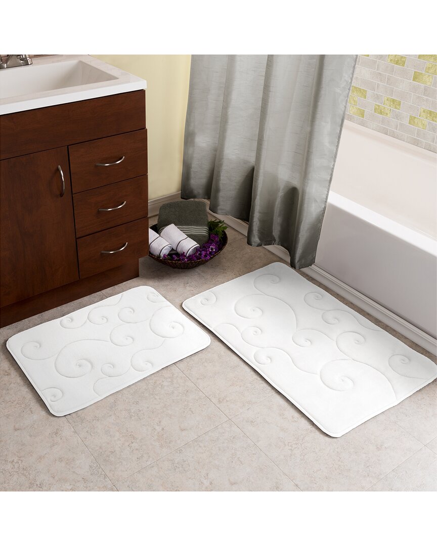 Lavish Home 2p Memory Foam Bath Mat Set In White