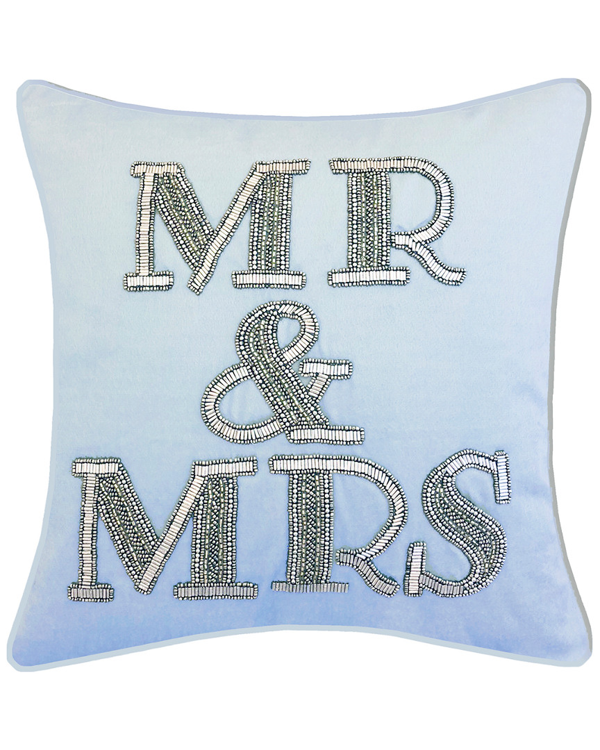 Edie Home Celebrations Beaded Mr & Mrs Decorative Pillow In Multi