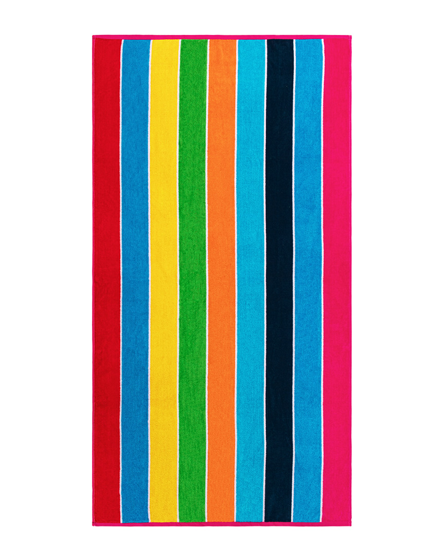 Superior Set Of 2 Rainbow Stripe Egyptian Cotton Beach Towels