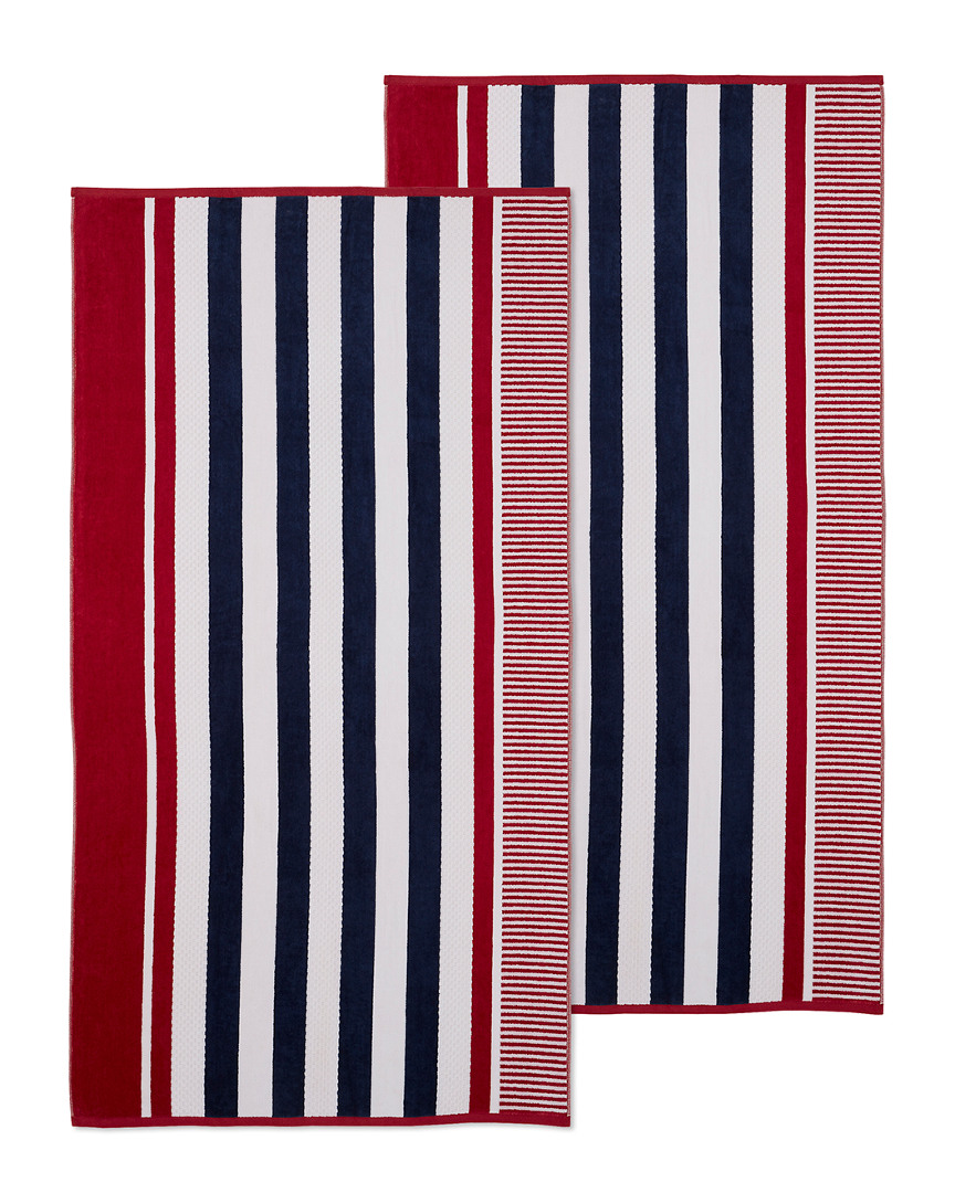 Superior Striped Oversized 2pc Beach Cotton Towel Set