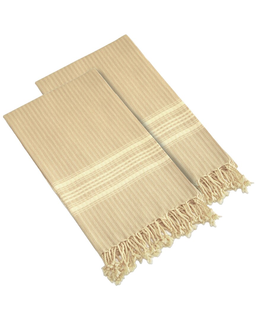 Linum Home Textiles Set Of 2 Luxe Herringbone Turkish Cotton Pestemal Beach Towels