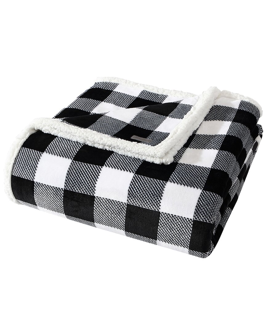 Eddie Bauer Cabin Plaid Ultra Soft Plush Fleece Blanket In Black