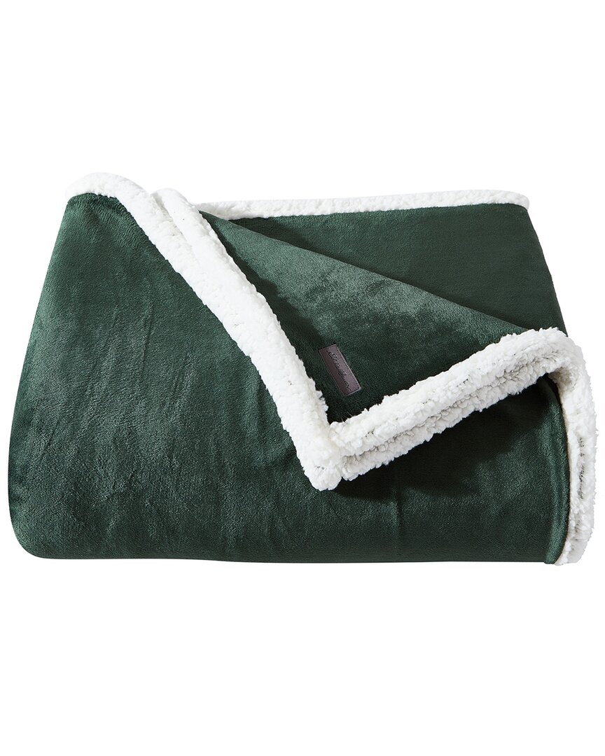 Shop Eddie Bauer Solid Ultra Soft Plush Fleece Blanket In Green