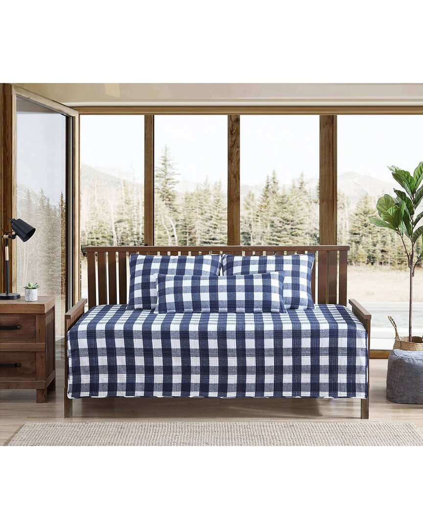 Eddie Bauer Lakehouse Plaid 100% Cotton Quilted Daybed Cover Set In Blue