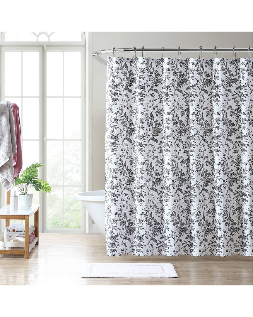 Laura Ashley Amberley Cotton Twill Shower Curtain In White