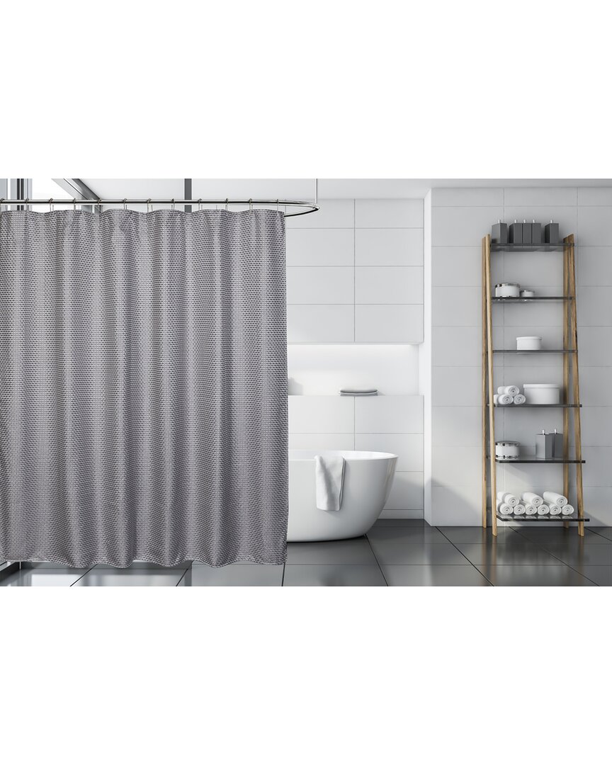 Moda At Home Cardiff 3pc Shower Curtain Set With 12 Shower Hooks In Grey