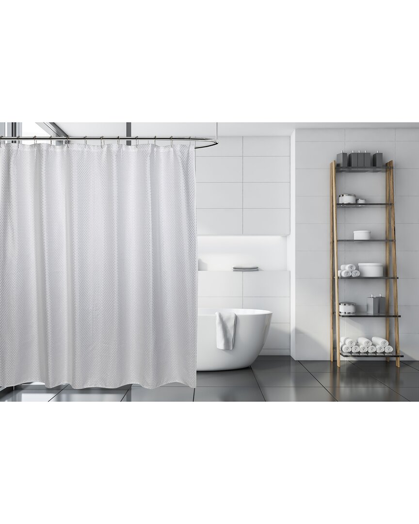 Moda At Home Cardiff 3pc Shower Curtain Set With 12 Shower Hooks In White