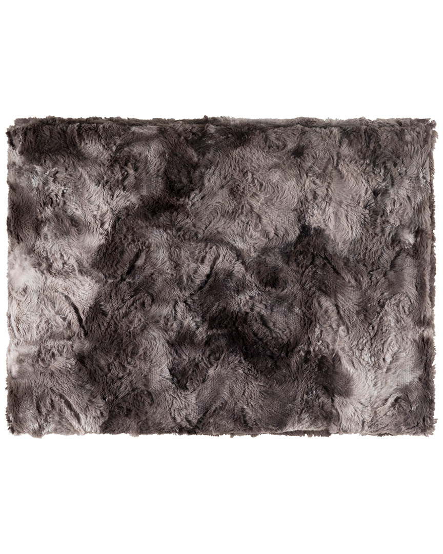 Surya Charcoal Felina Hide Leather Throw