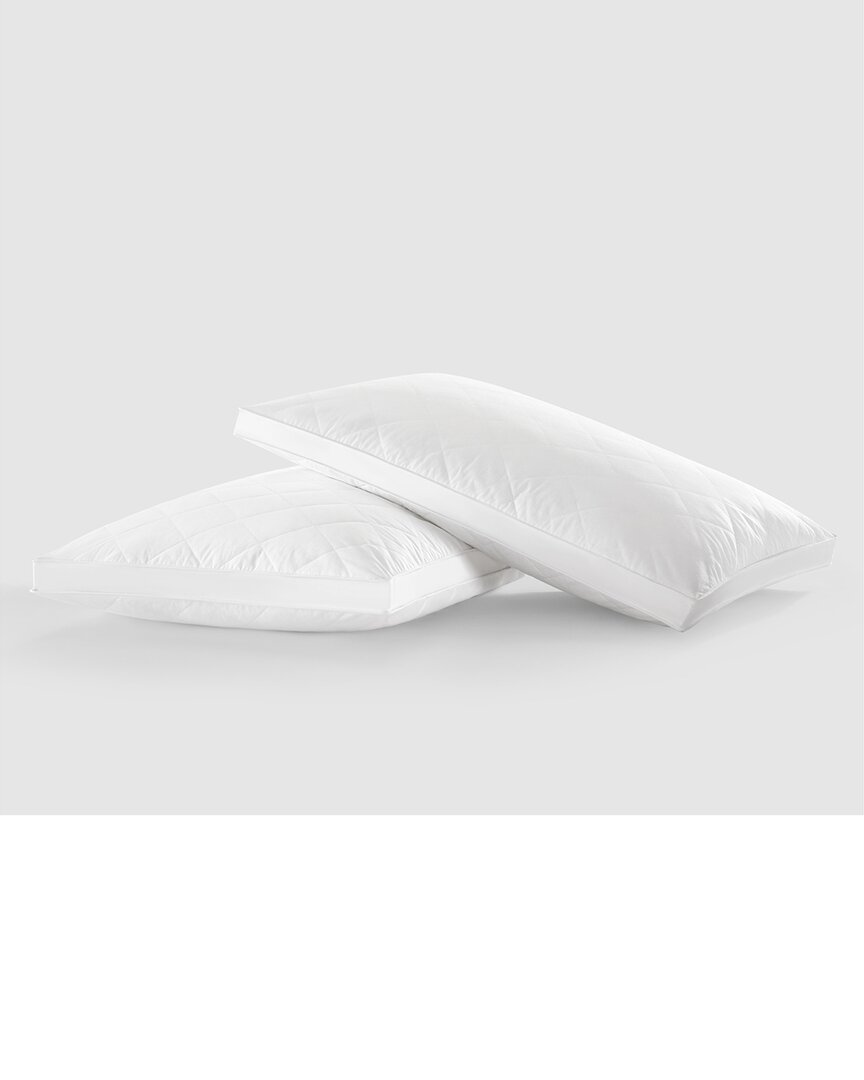 New York And Company Double Quilted Down And Feather Cotton Pillow In White