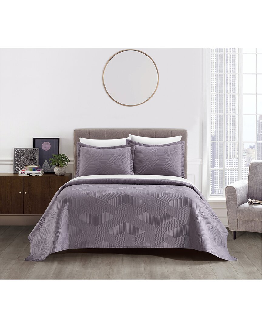 New York And Company Ridge 3pc Quilt Set In Purple