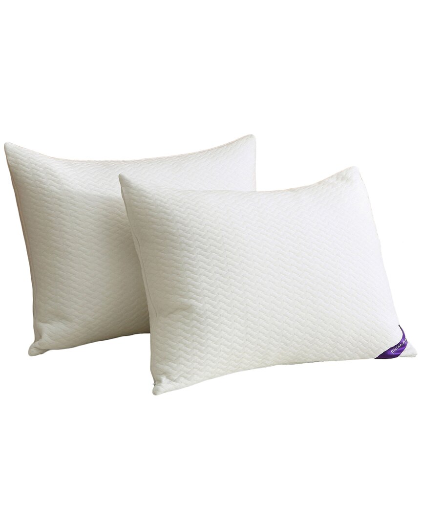St. James Home 2 Pack Soft Knit Silver Duck Nano Feather Pillows In White
