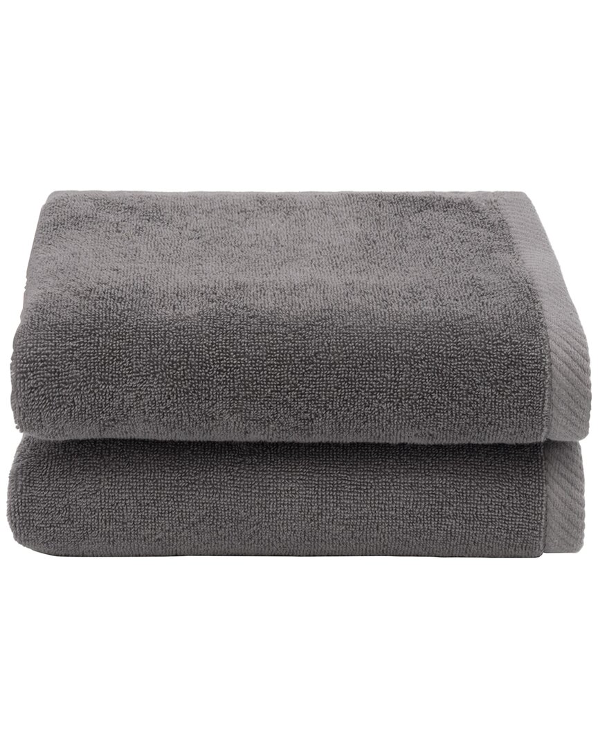 Linum Home Textiles 100% Turkish Cotton Ediree Hand Towels (set Of 2) In Charcoal
