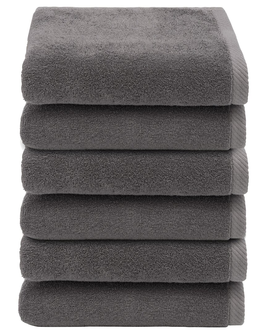 Linum Home Textiles 100% Turkish Cotton Ediree Hand Towels (set Of 6) In Charcoal