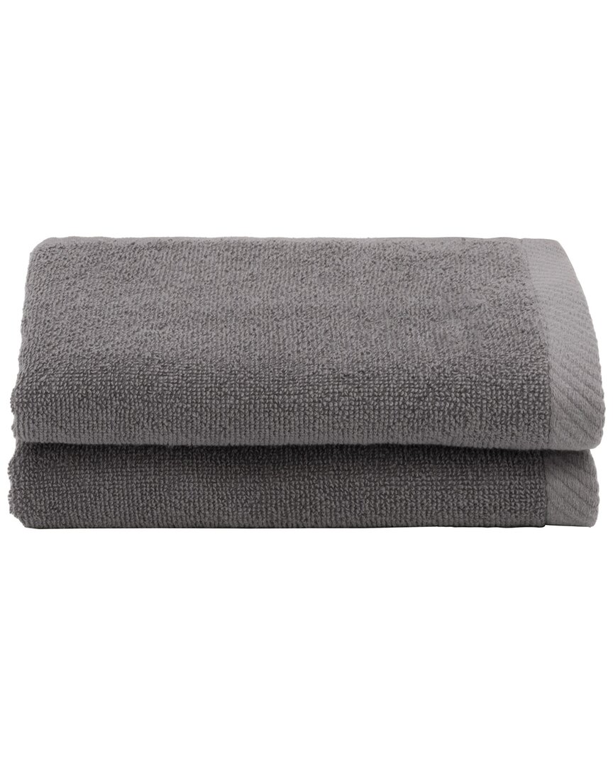 Linum Home Textiles 100% Turkish Cotton Ediree Fingertip Towels (set Of 2) In Charcoal